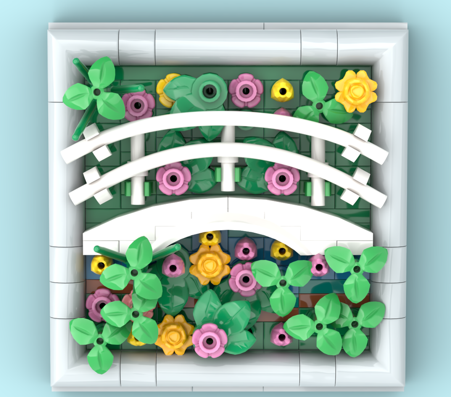 Bridge over a pond of Water Lillies by Joe Cherwink
